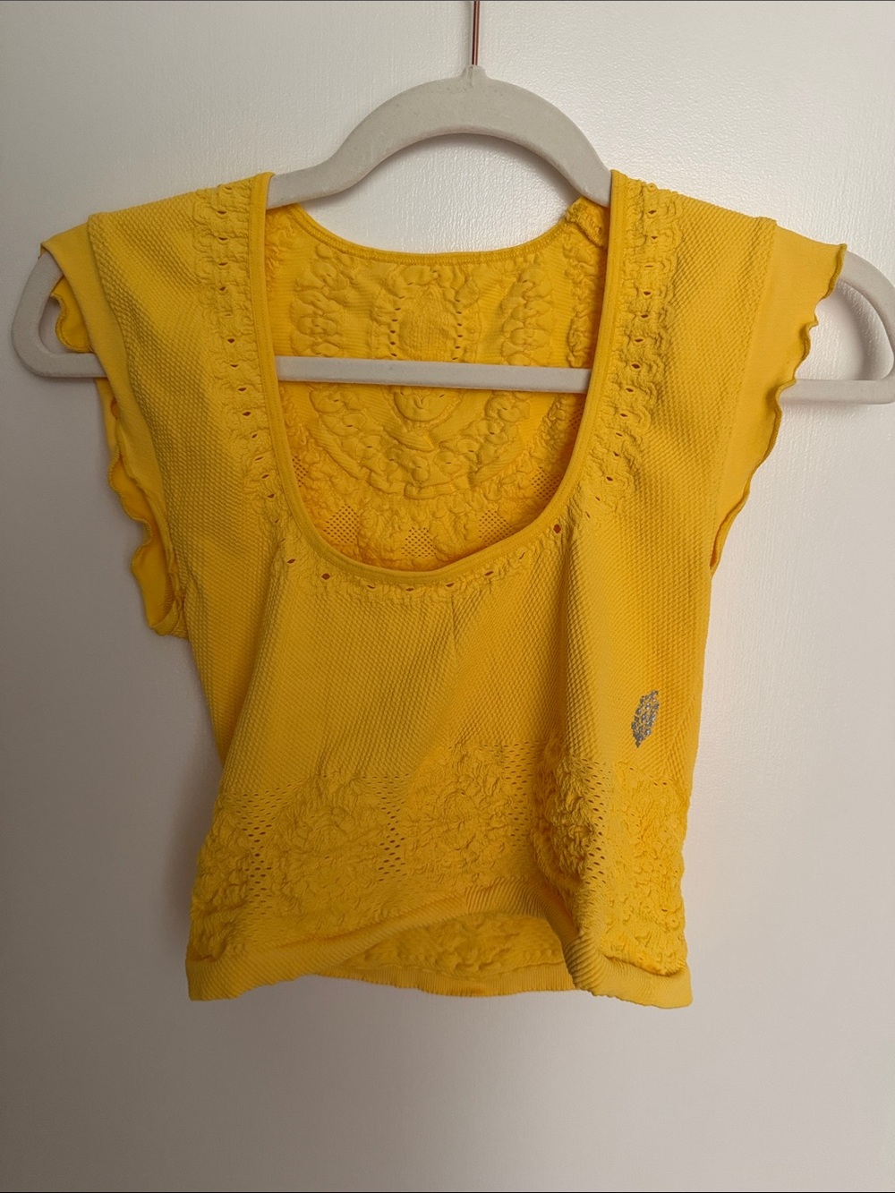 FP Movement by Free People Bright Yellow Scoop-Neck Knit Tank crop stretch